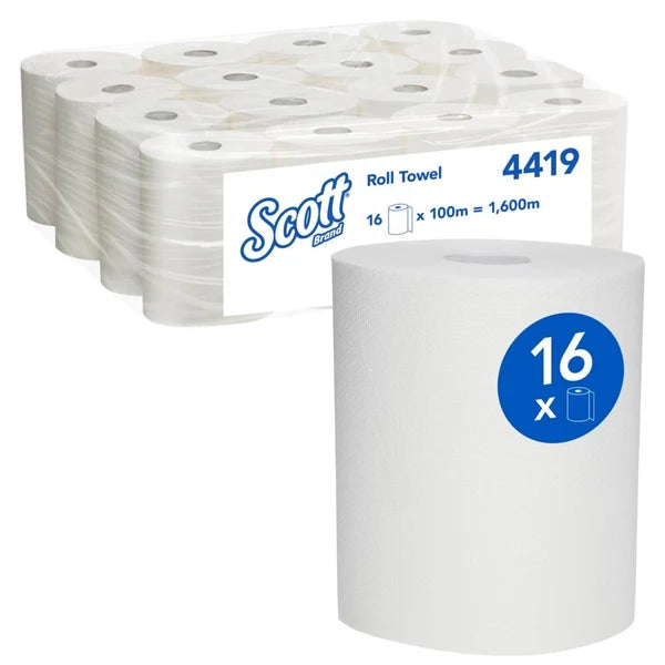 SCOTT Roll Towel White Roll, 16 Rolls