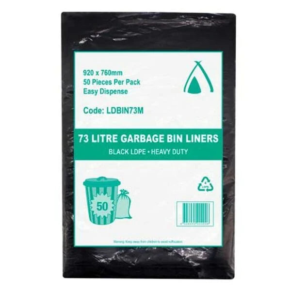 Tailored Packaging Medium Duty Garbage Bin Liners 73L Black LDPE 250 Bags