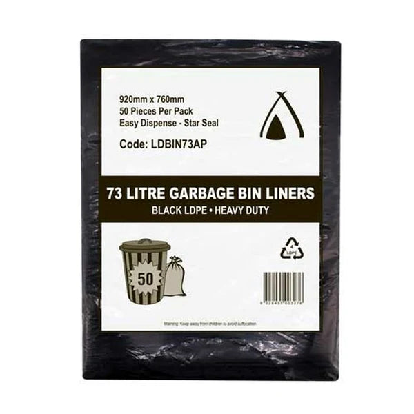 Tailored Packaging All Purpose Black LDPE 73L Bin Liners 250 Bags