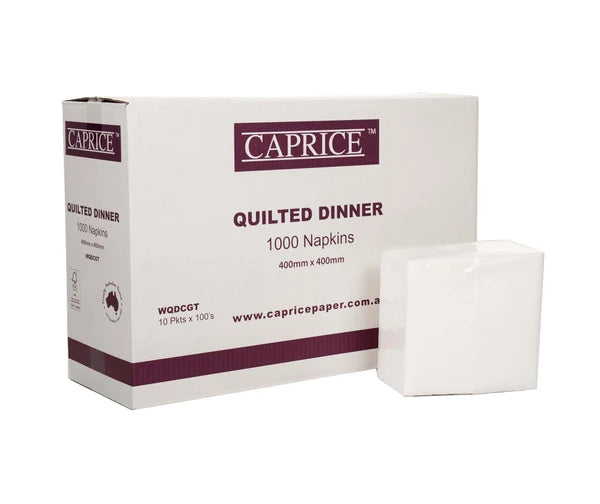 Caprice Quilted Dinner White GT Fold 1000 Napkins