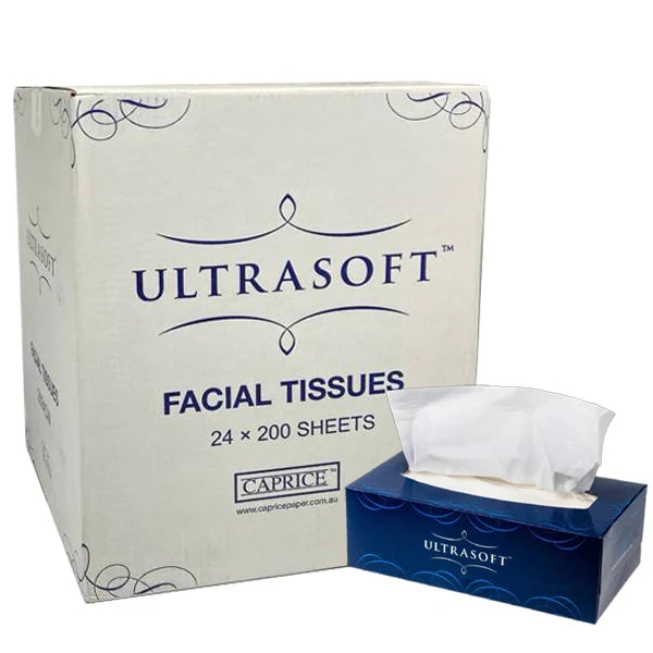 Caprice Ultrasoft Facial Tissues 2Ply 200 Sheets x 24 Boxes